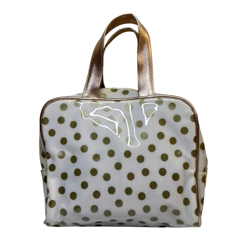 Clear Gold‎ Polka Dot Cosmetic Bag Tote Organizer Pouch Makeup Travel Toiletry